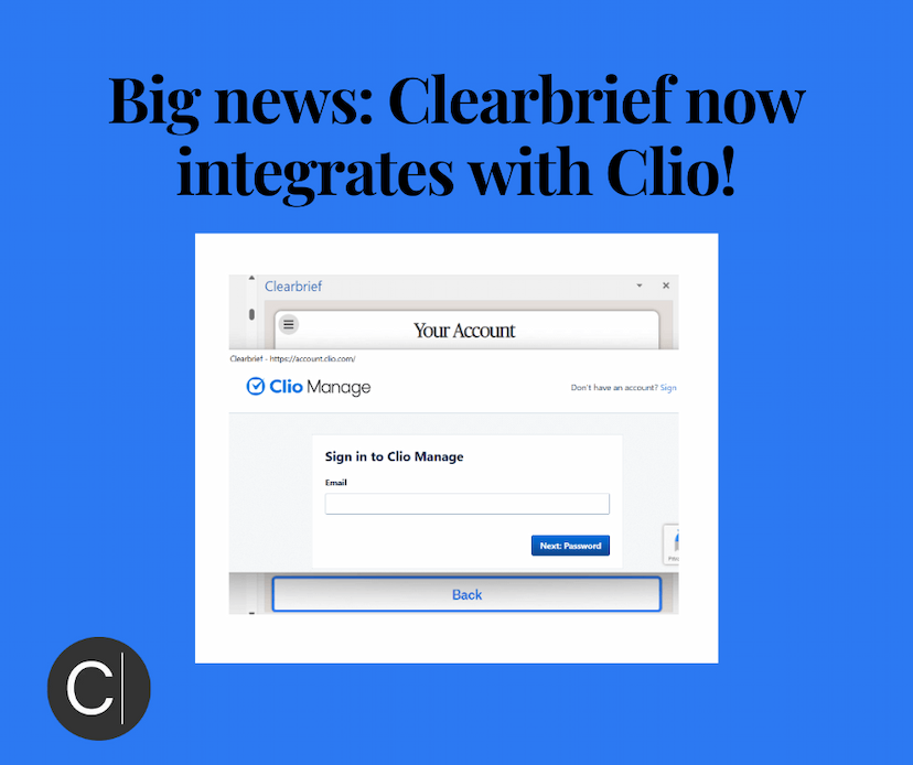 Clearbrief integrates with Clio to help small firms find and share the winning facts